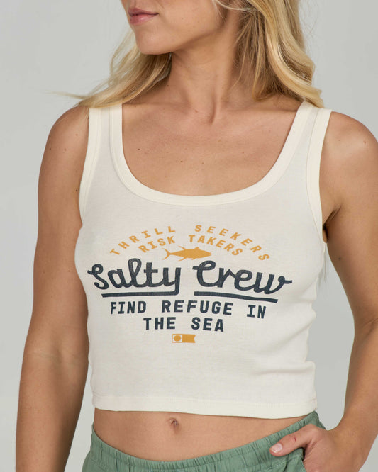 Close up front view of the Unscripted Tank - Off White. 