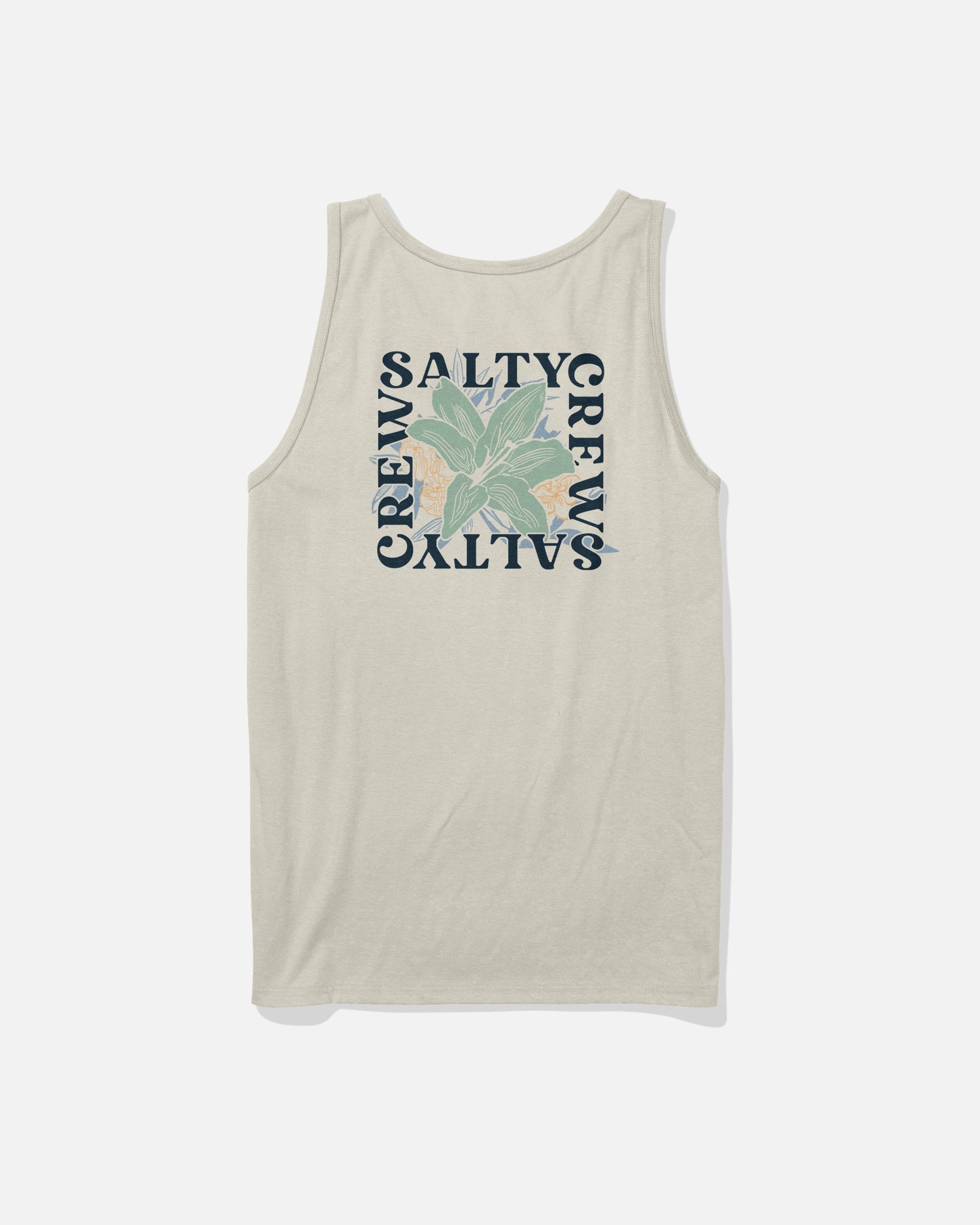 Back view of the Petal Tank - Bone. 