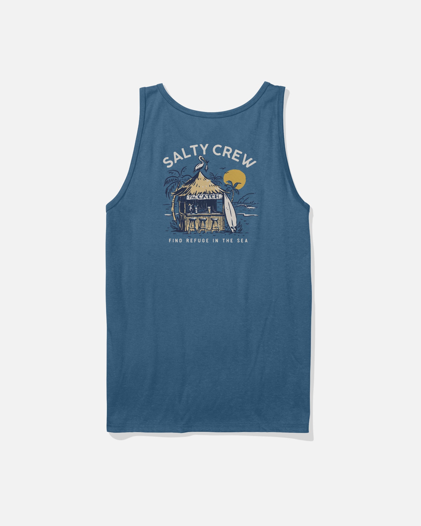 Back view of the The Catch Tank - Cast Blue. 