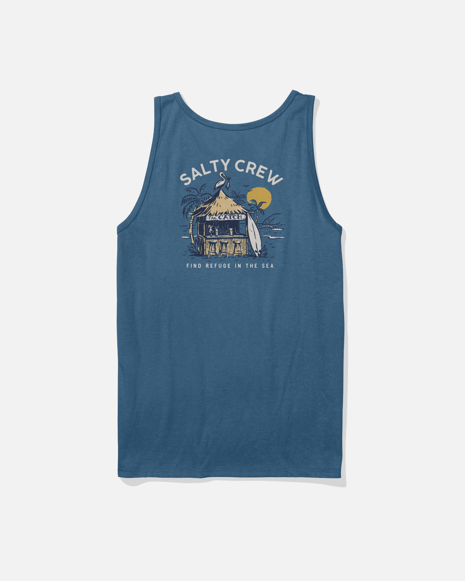 Back view of the The Catch Tank - Cast Blue. 