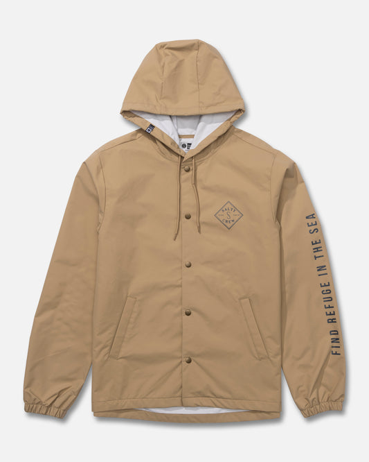 Front view of the Tippet Snap Jacket - Khaki. 