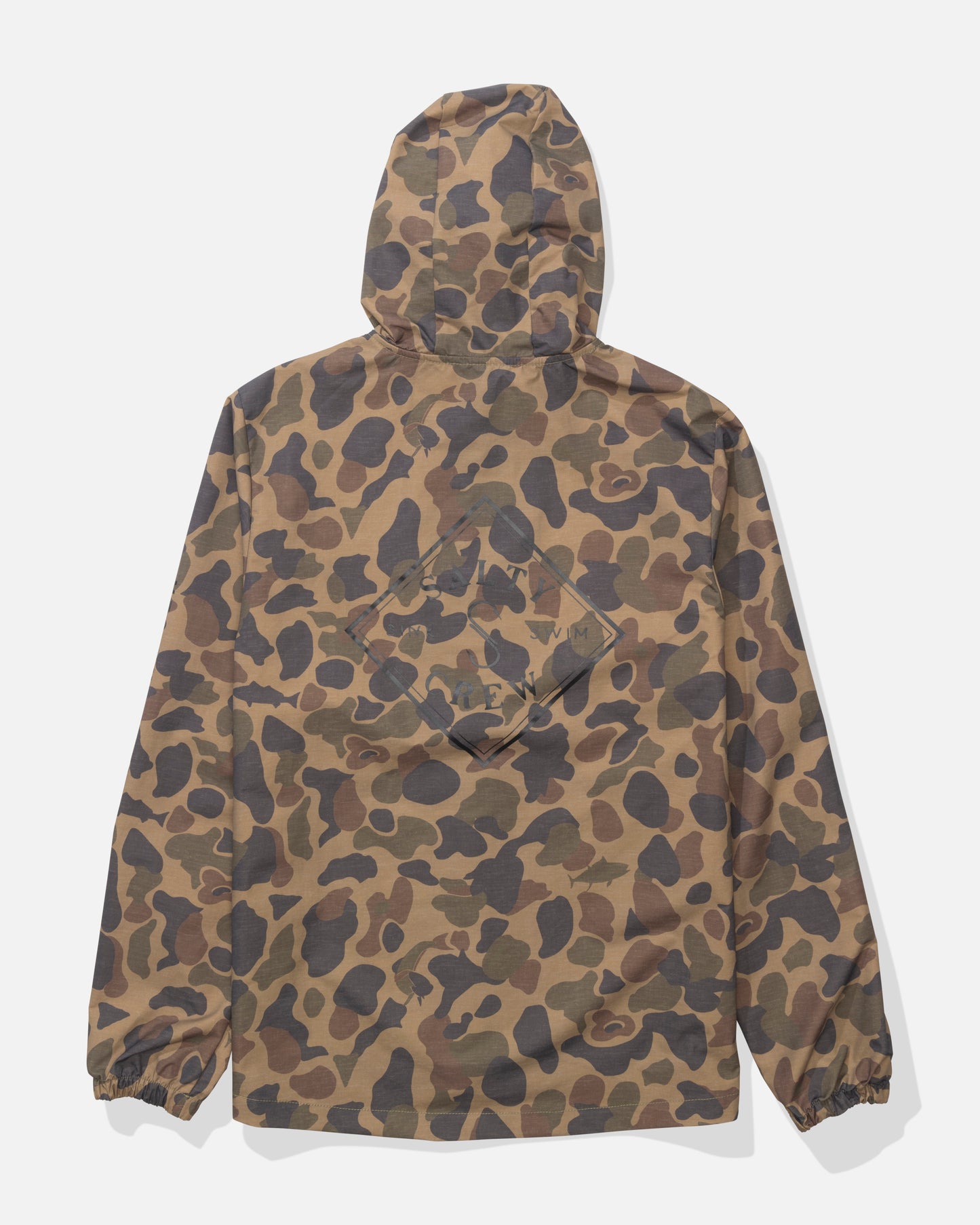 Back view of the Tippet Snap Jacket - Sand Camo. 