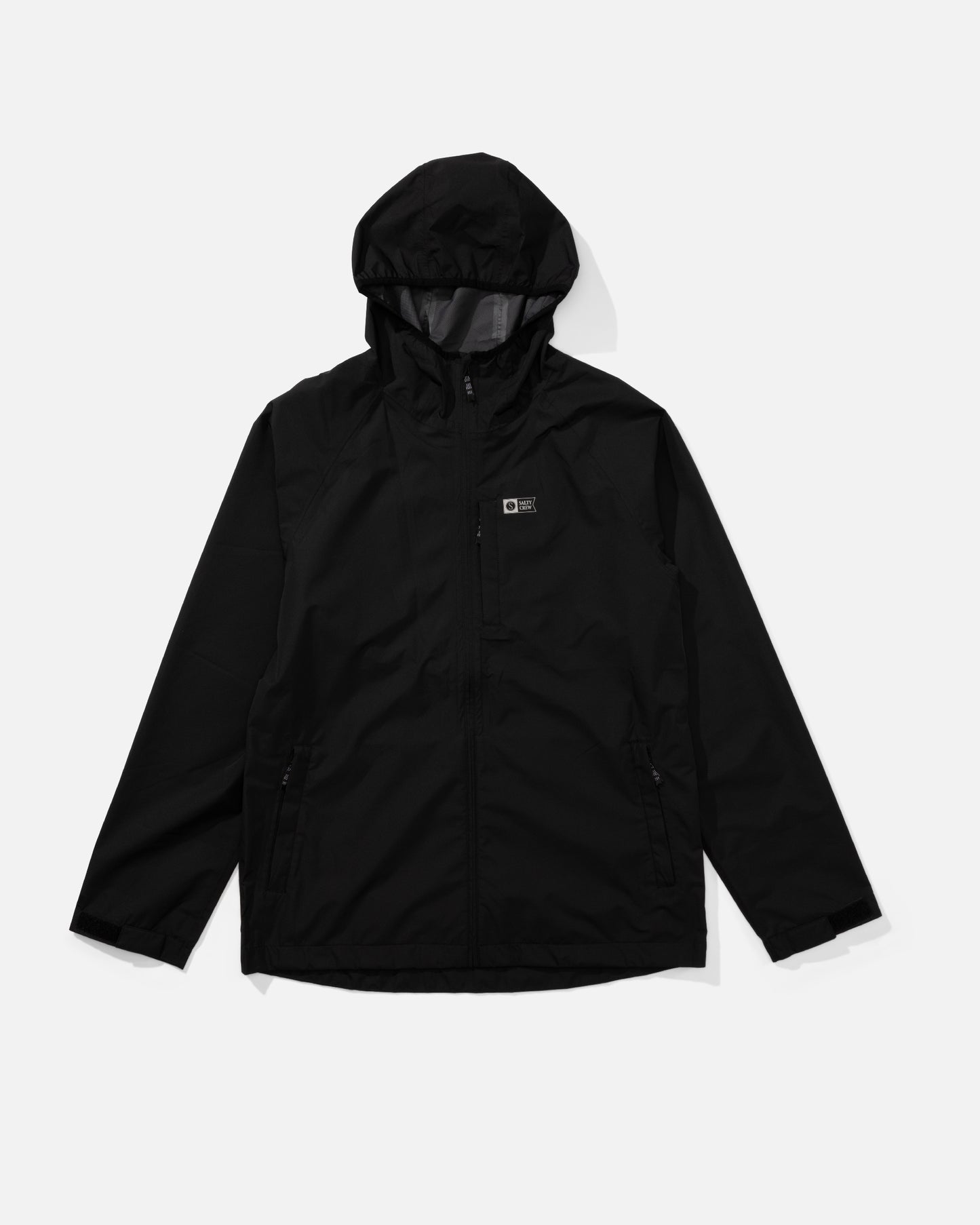 Front view of the Stash Elevated Shell Jacket - Black. 
