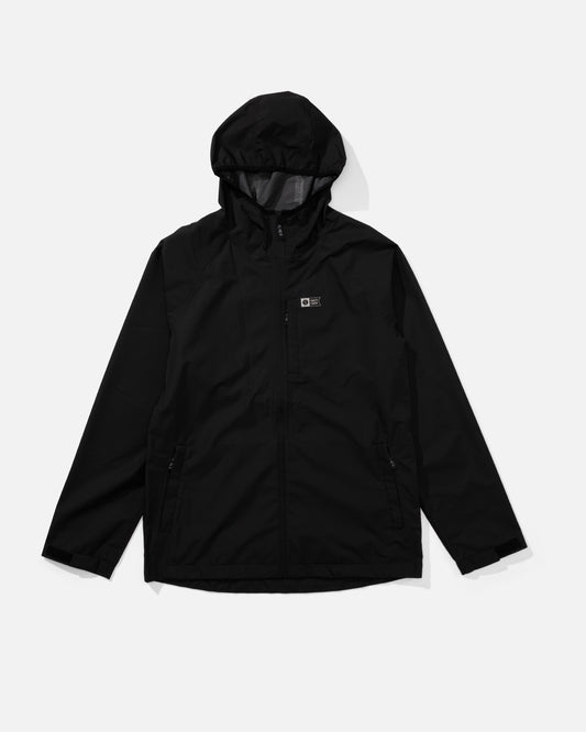 Front view of the Stash Elevated Shell Jacket - Black. 