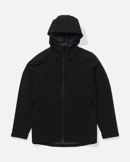 Front view of the Long Range Jacket - Black. 