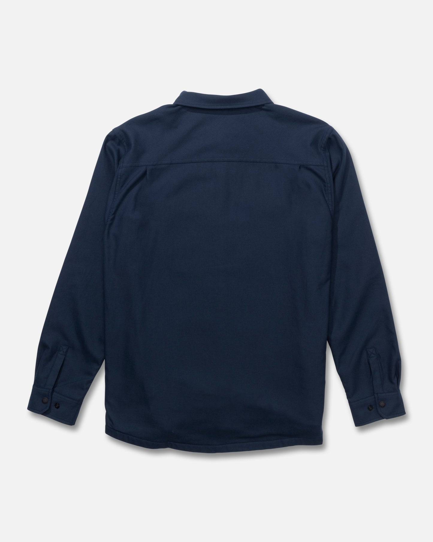 Back view of the Fathom Long Sleeve Tech Shacket - Midnight Navy. 