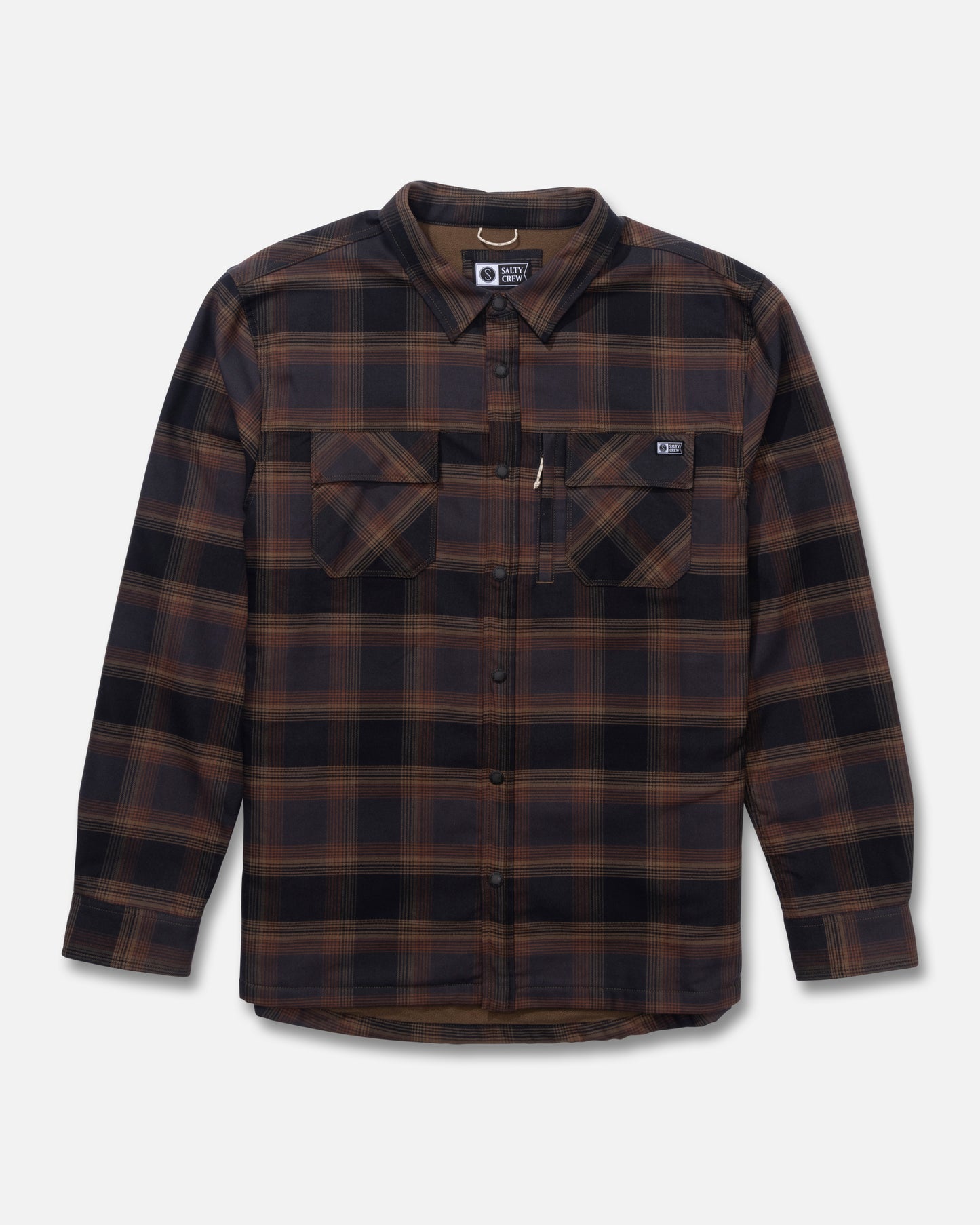 Front view of the Fathom Long Sleeve Tech Shacket - Phantom. 