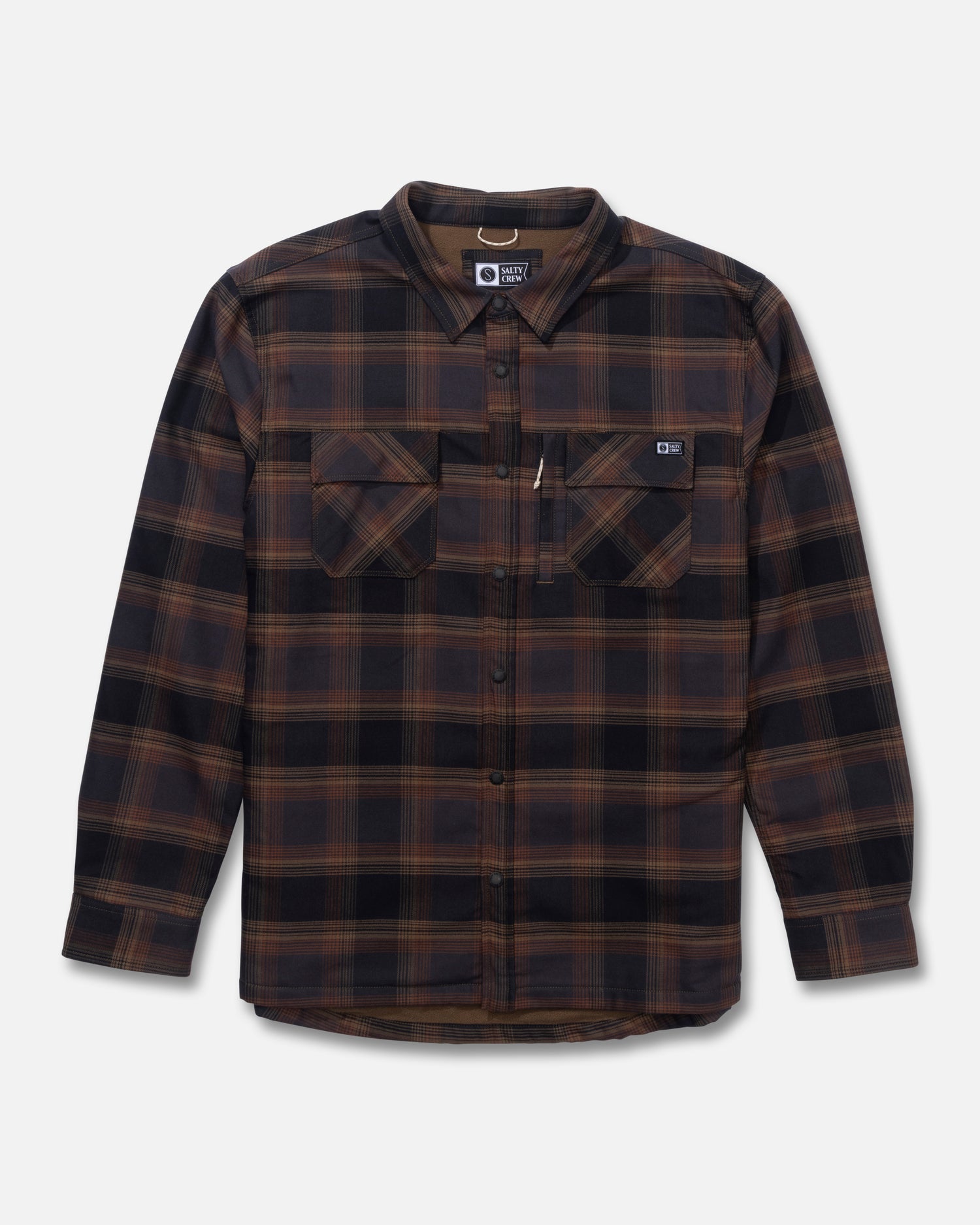 Front view of the Fathom Long Sleeve Tech Shacket - Phantom. 