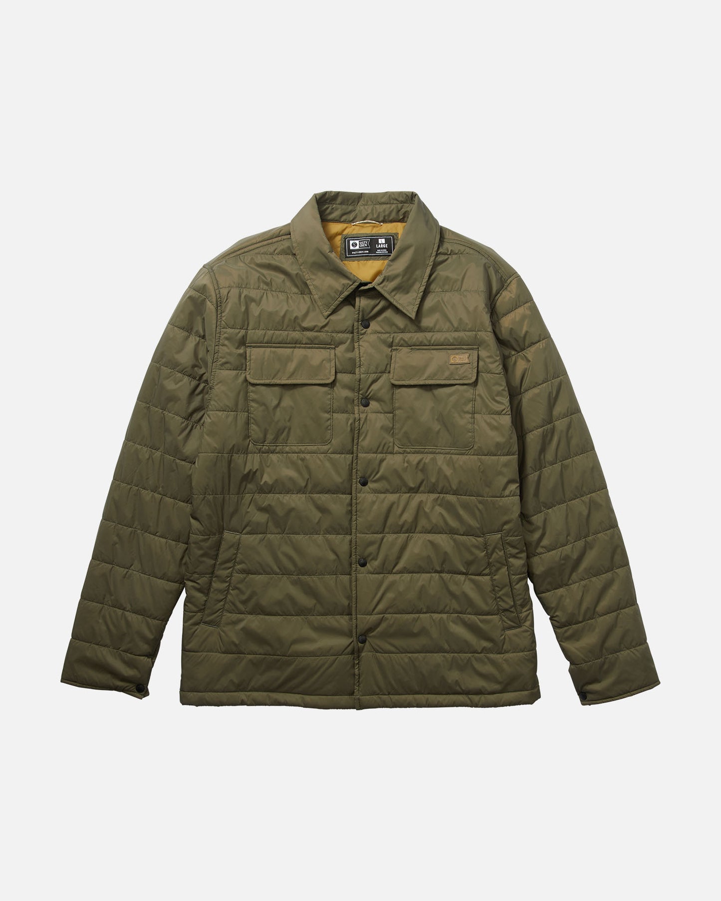front view of Barrier Olive Shacket