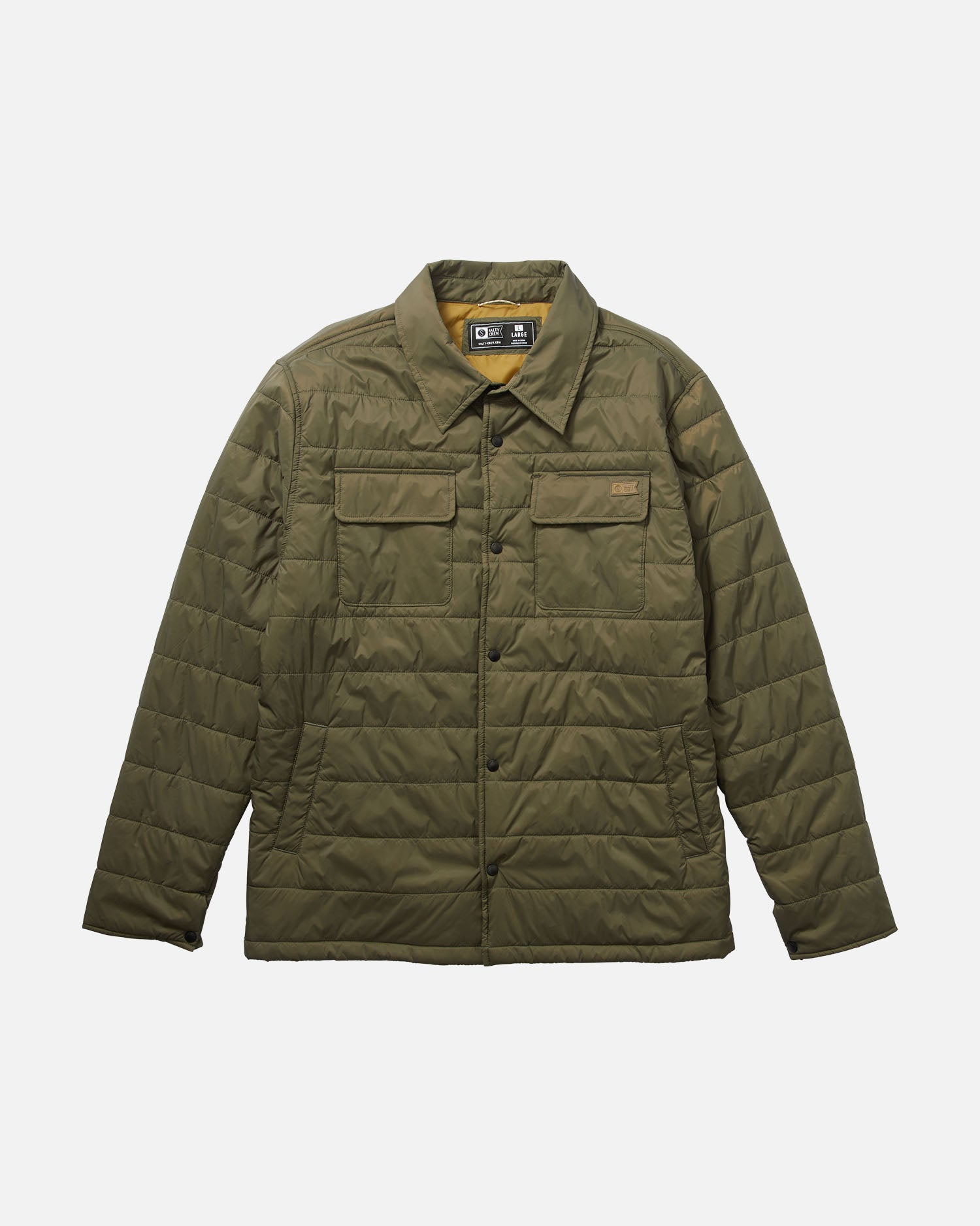 front view of Barrier Olive Shacket