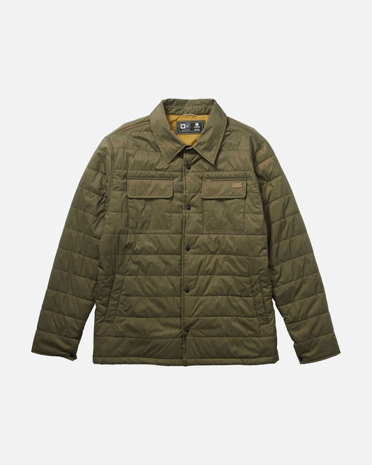 front view of Barrier Olive Shacket