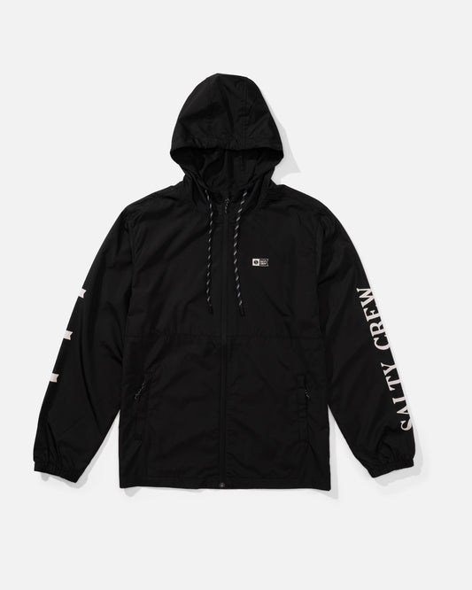 Front view of the Surface Windbreaker Jacket - Black. 