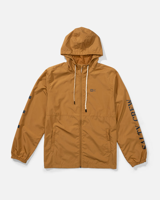 Front view of the Surface Windbreaker Jacket - Bone Brown. 