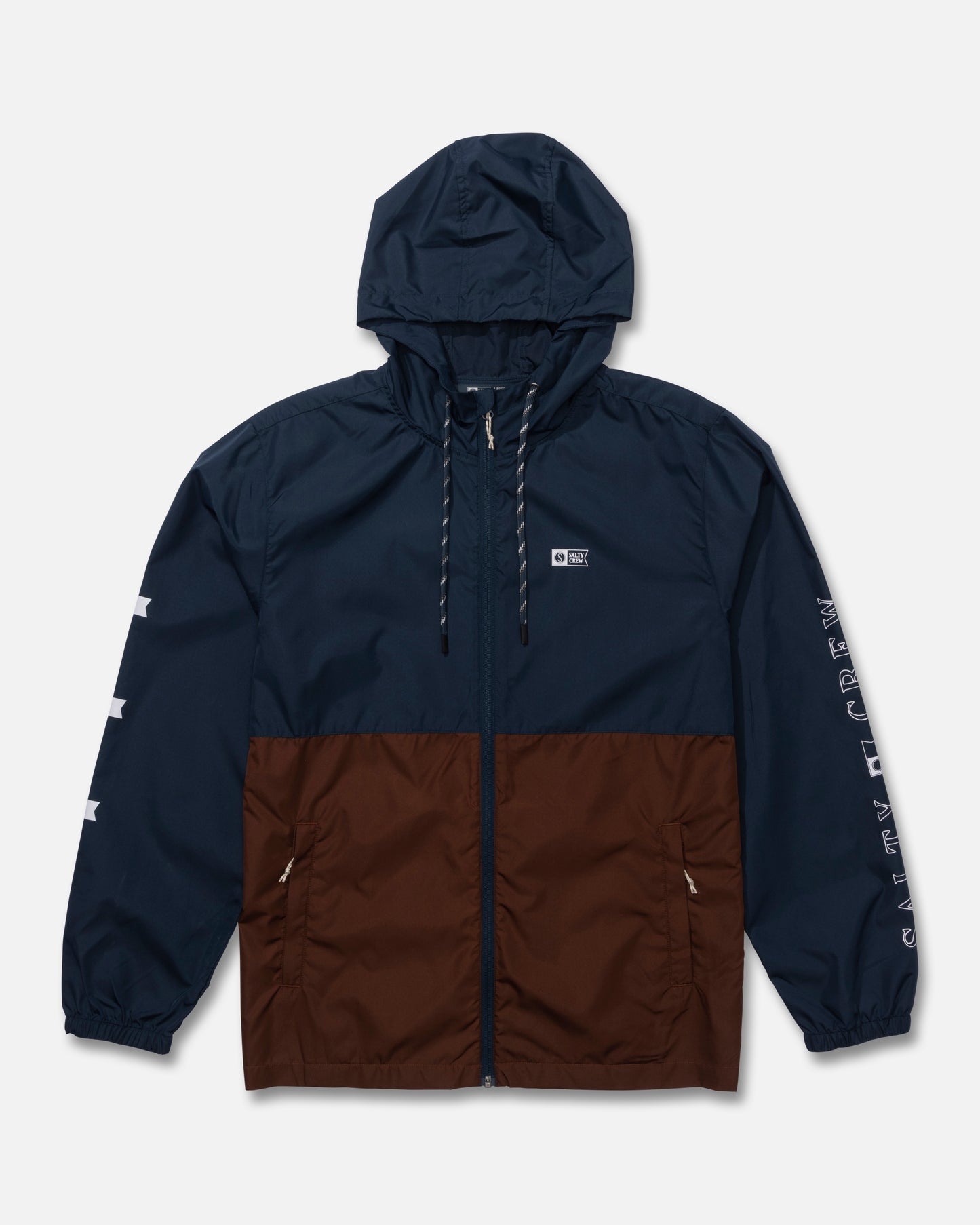 Front view of the Surface Windbreaker Jacket - Friar Brown. 