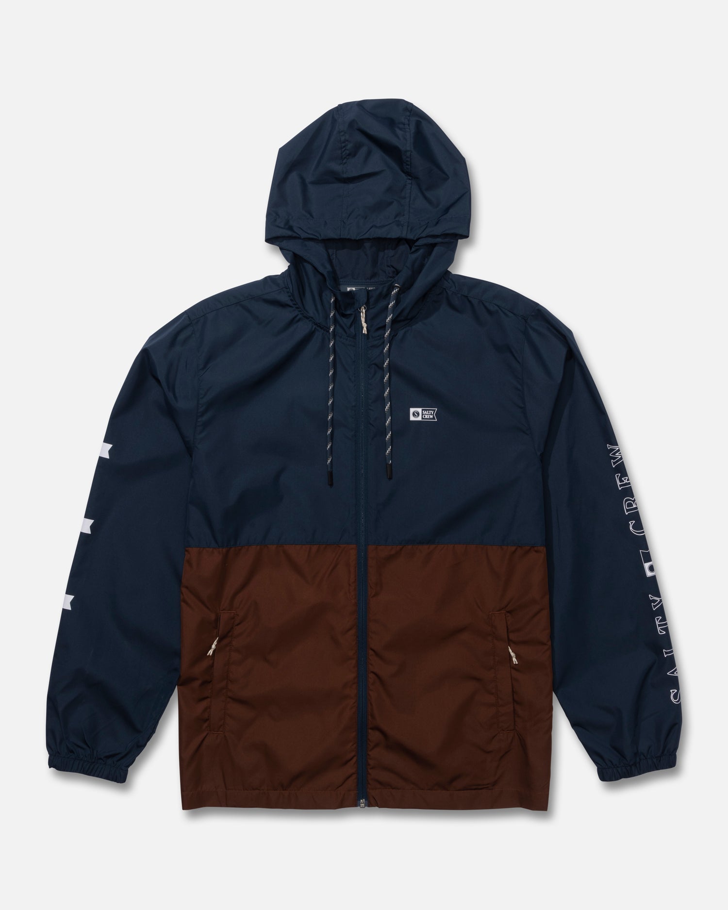 Front view of the Surface Windbreaker Jacket - Friar Brown. 