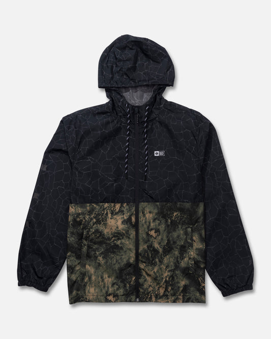 Front view of the Surface Windbreaker Jacket - Pirate Black. 