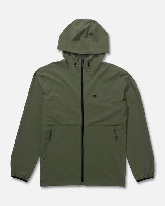 Front view of the Stowaway Windbreaker Jacket - Four Leaf Clover. 