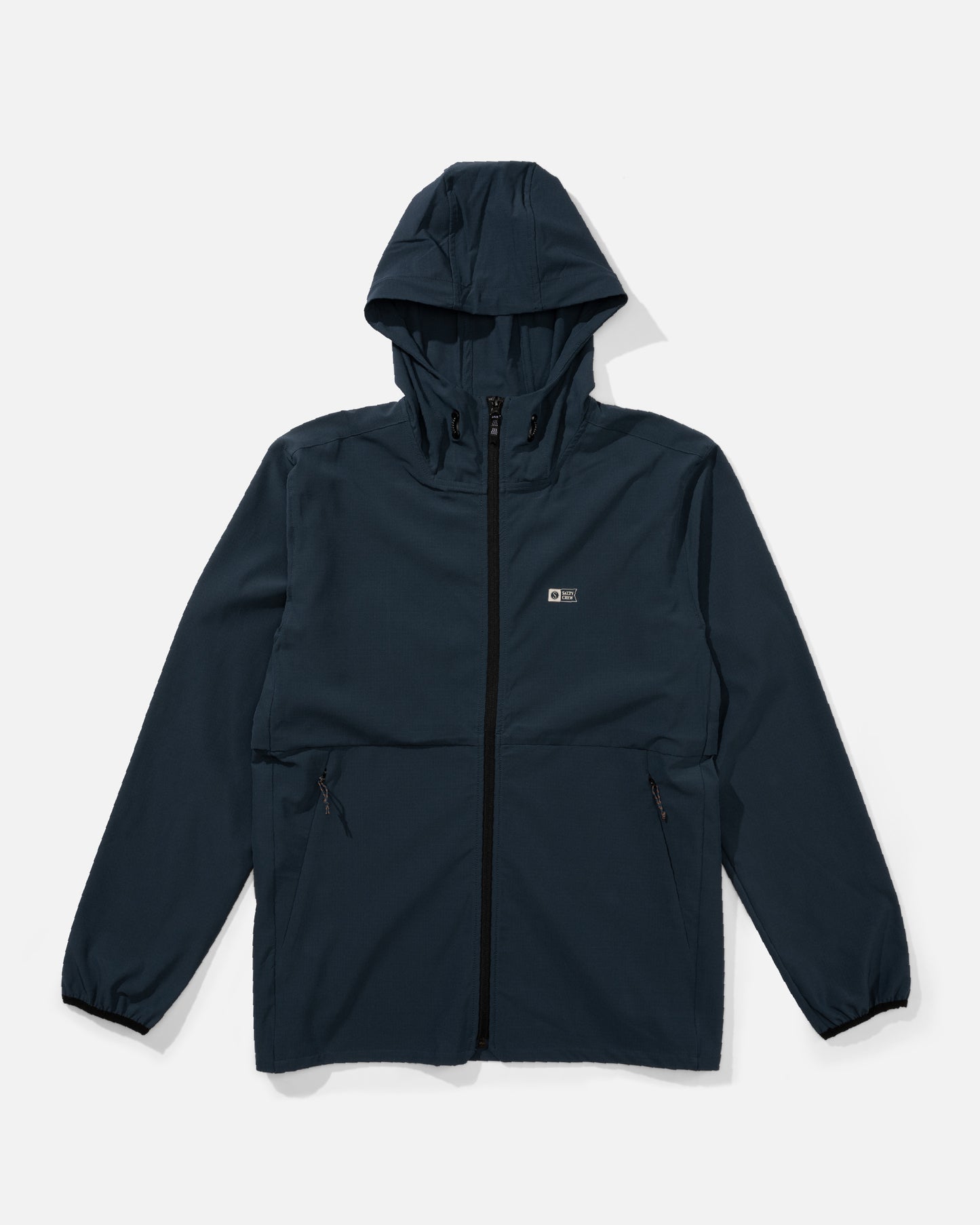 Front view of the Stowaway Windbreaker Jacket - Midnight Navy. 