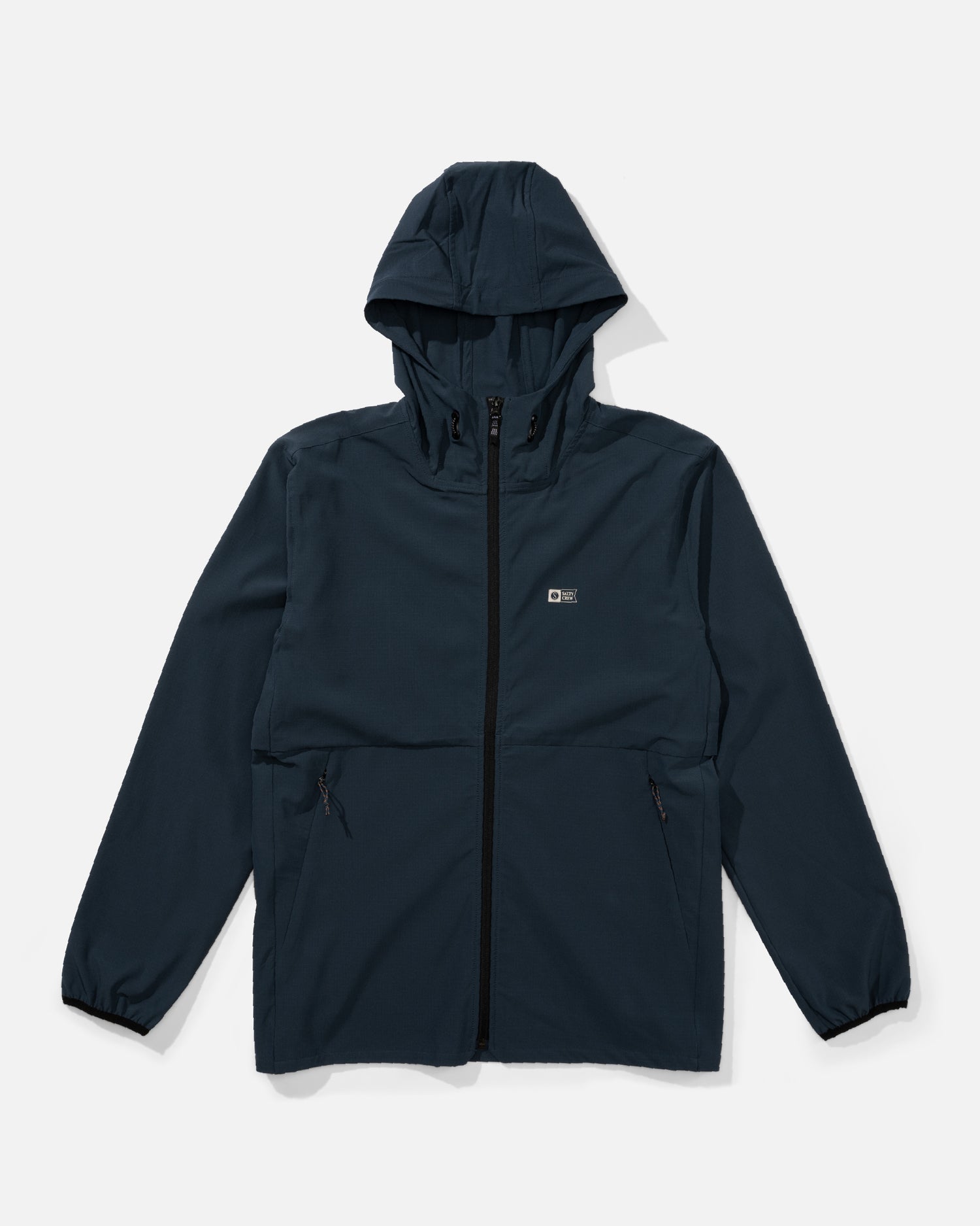 Front view of the Stowaway Windbreaker Jacket - Midnight Navy. 