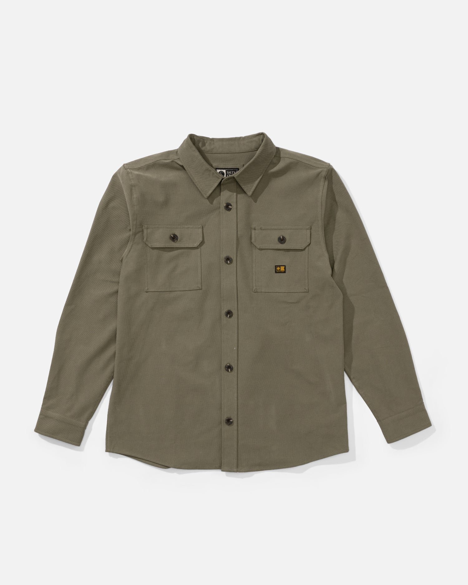 Front view of the Mariners Overshirt - Dusty Olive. 