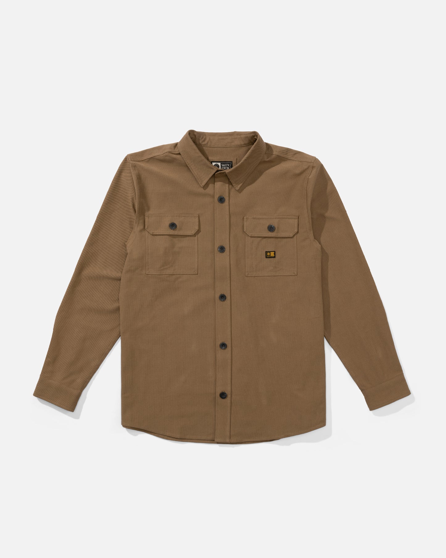 Front view of the Mariners Overshirt - Dark Brown. 