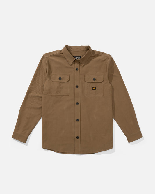 Front view of the Mariners Overshirt - Dark Brown. 