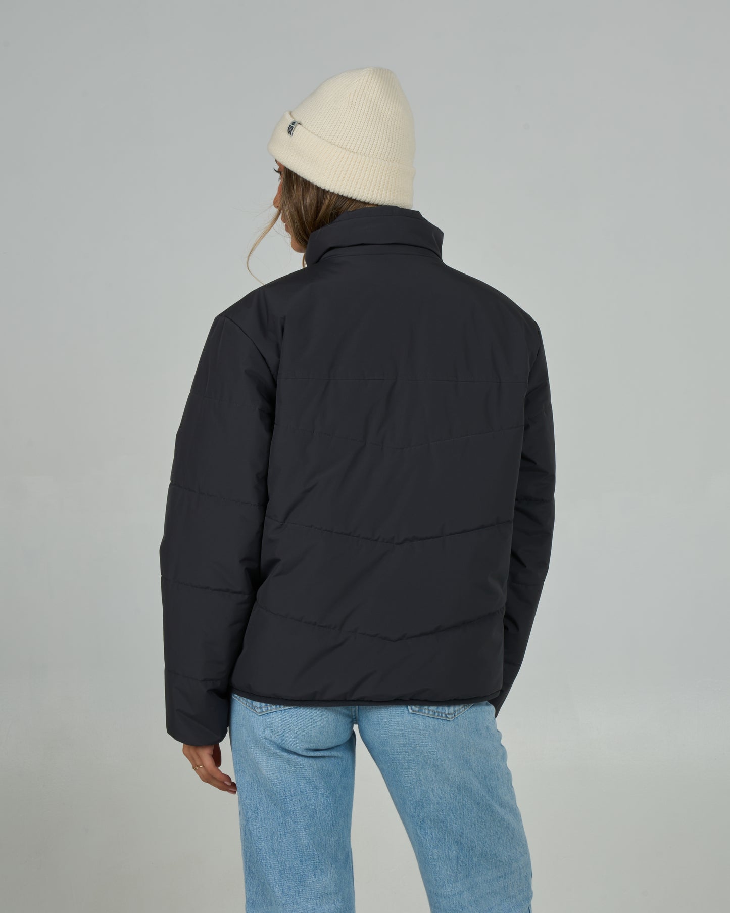 Back view of the Barrier Puffer Jacket - Black. 