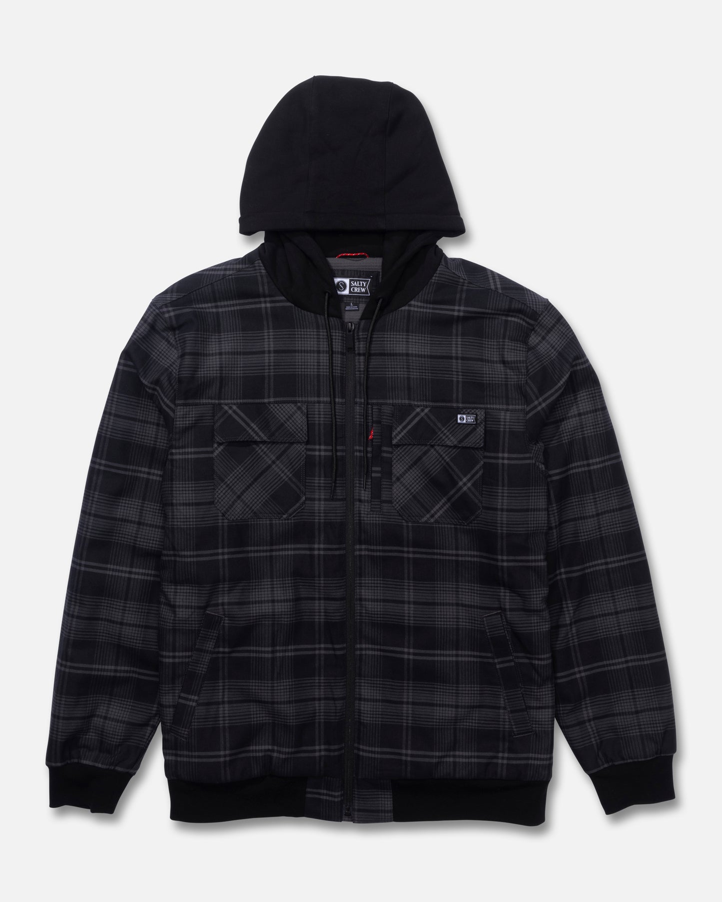 Front view of the Fathom Jacket - Black. 