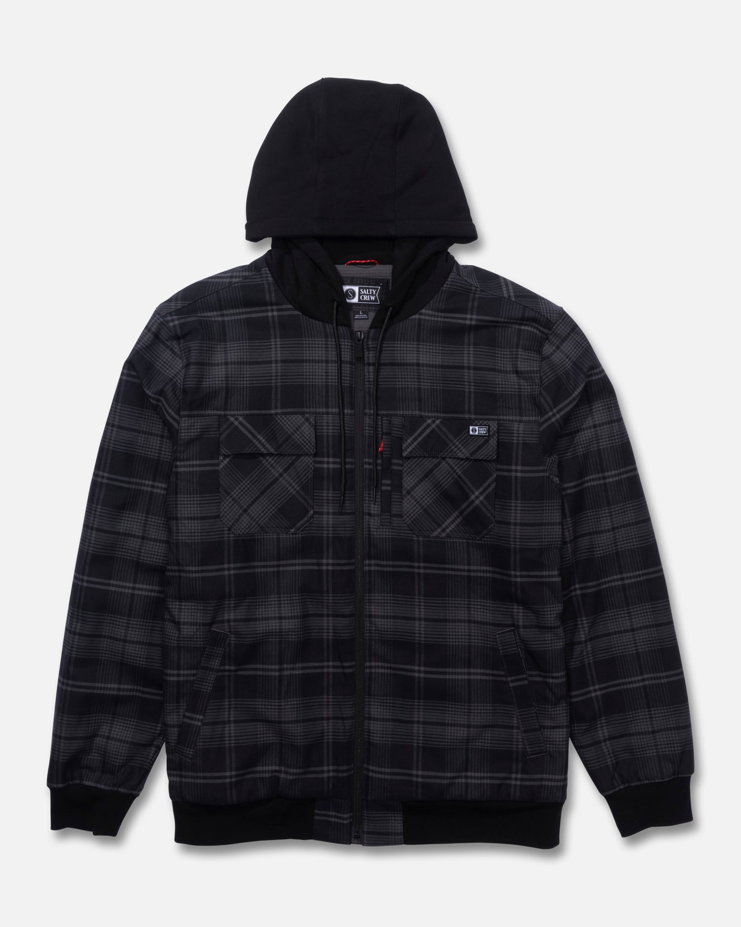 Front view of the Fathom Jacket - Black. 