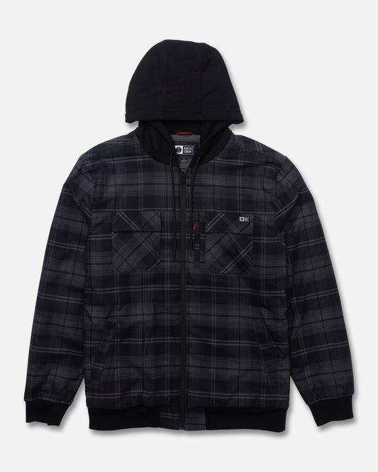 Front view of the Fathom Jacket - Black. 