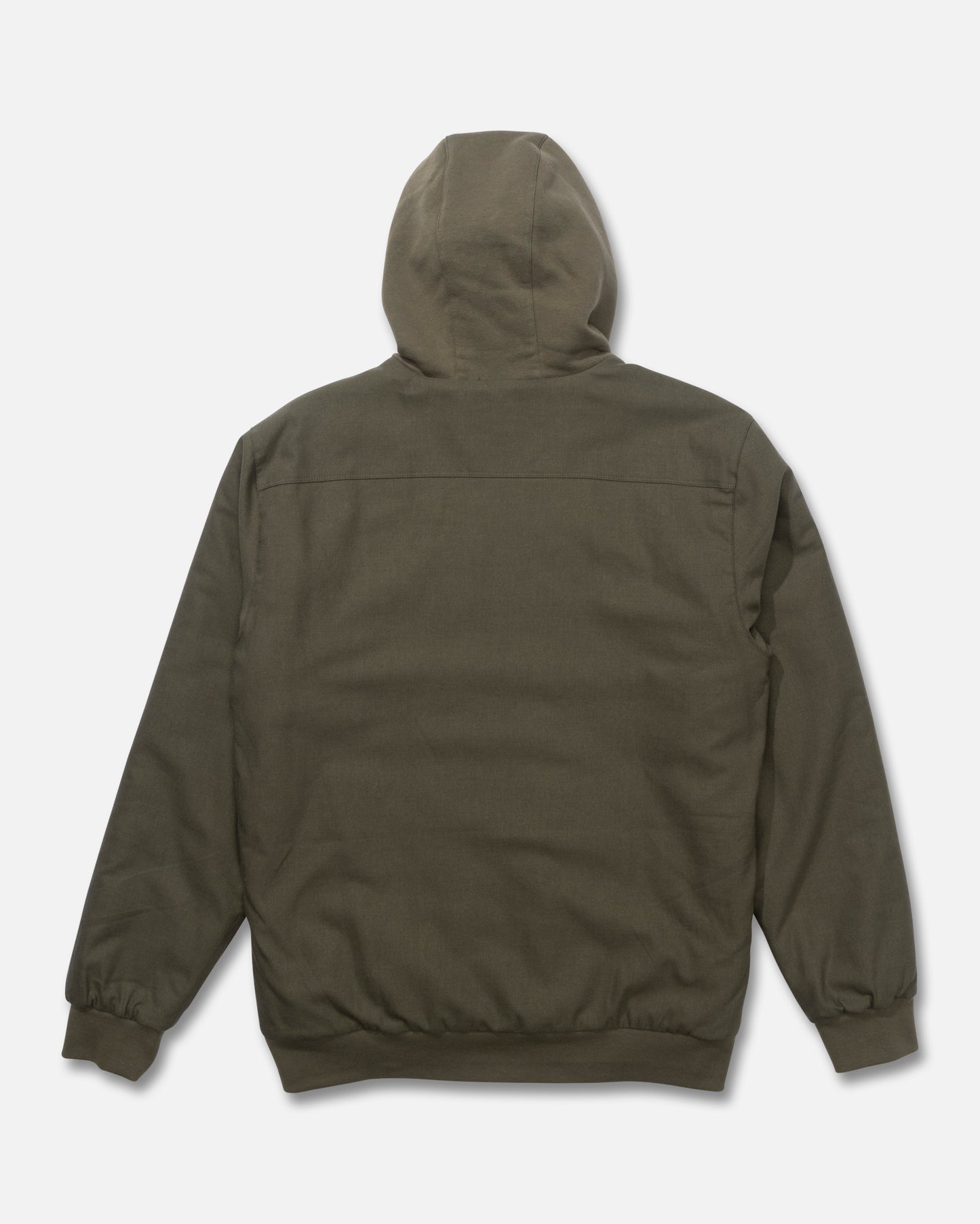 Back view of the Fathom Jacket - Olive. 