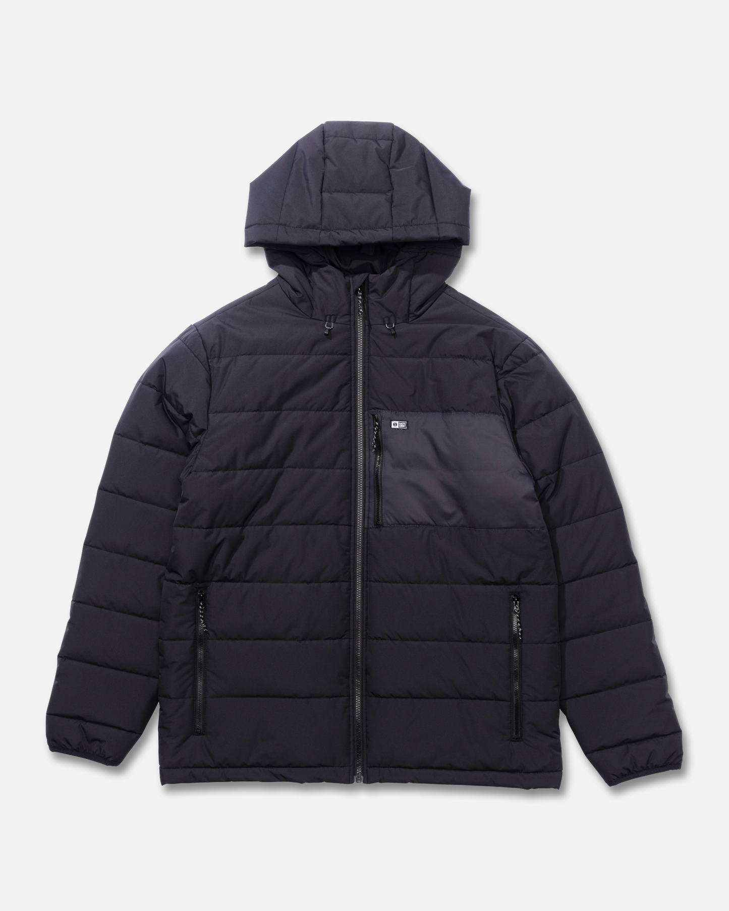 Front view of the Barrier Hooded Jacket - Black. 