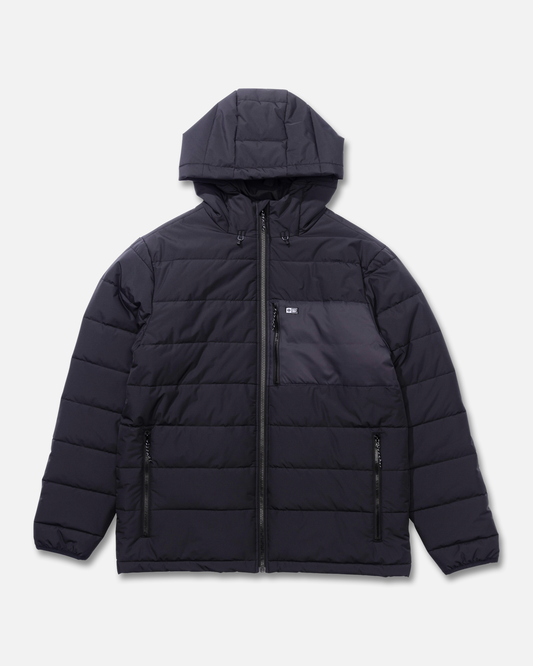 Front view of the Barrier Hooded Jacket - Black. 