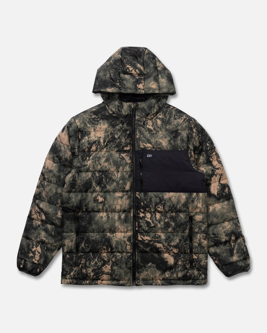 Front view of the Barrier Hooded Jacket - Camo. 