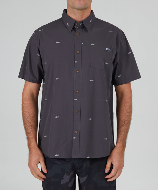 front view of Bruce Charcoal S/S Woven