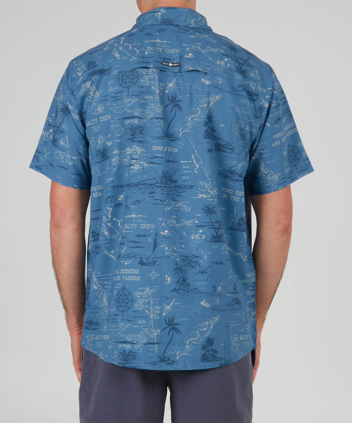 back view of Seafarer Slate S/S Tech Woven