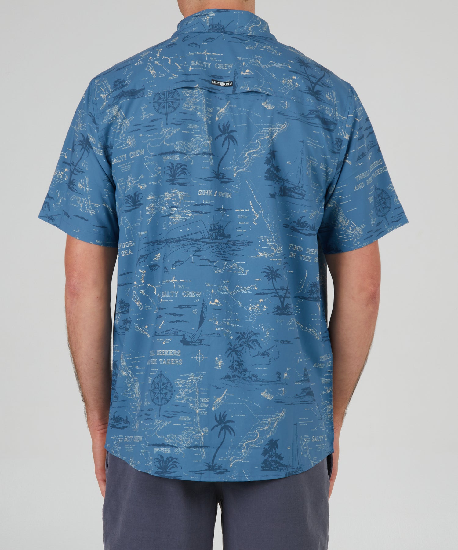 back view of Seafarer Slate S/S Tech Woven