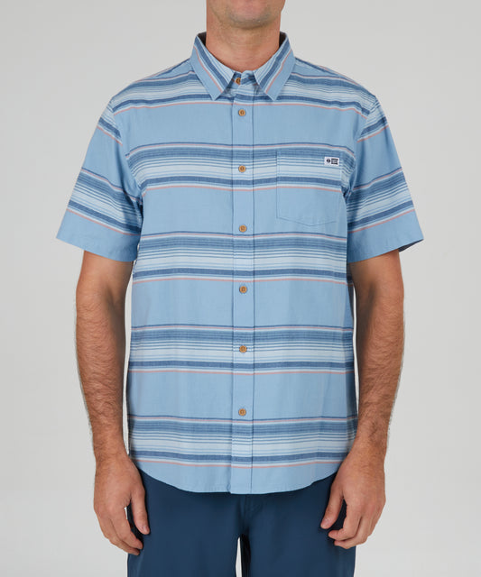 front view of Cortes Marine Blue S/S Woven