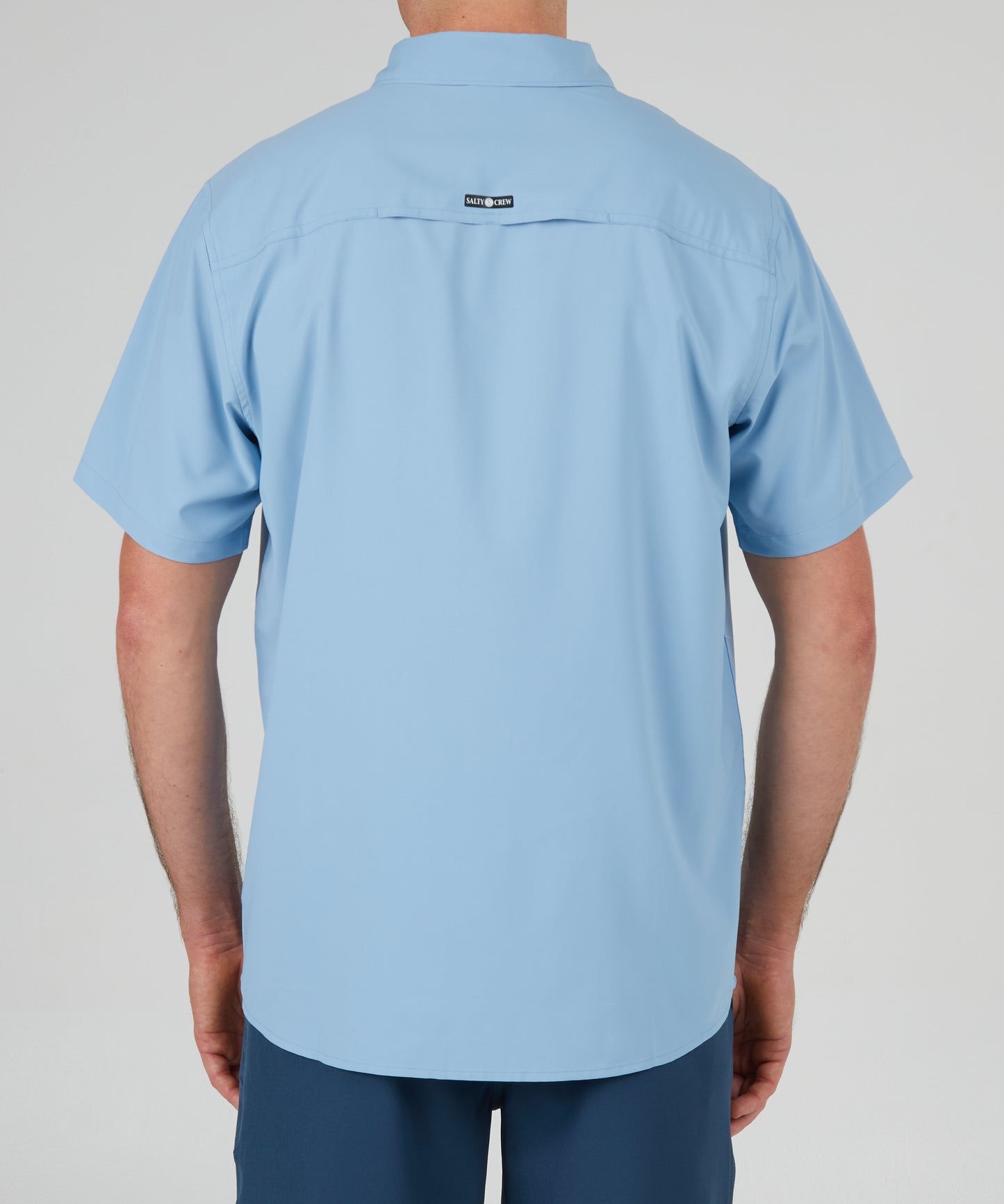 back view of Offshore Marine Blue S/S UV Woven
