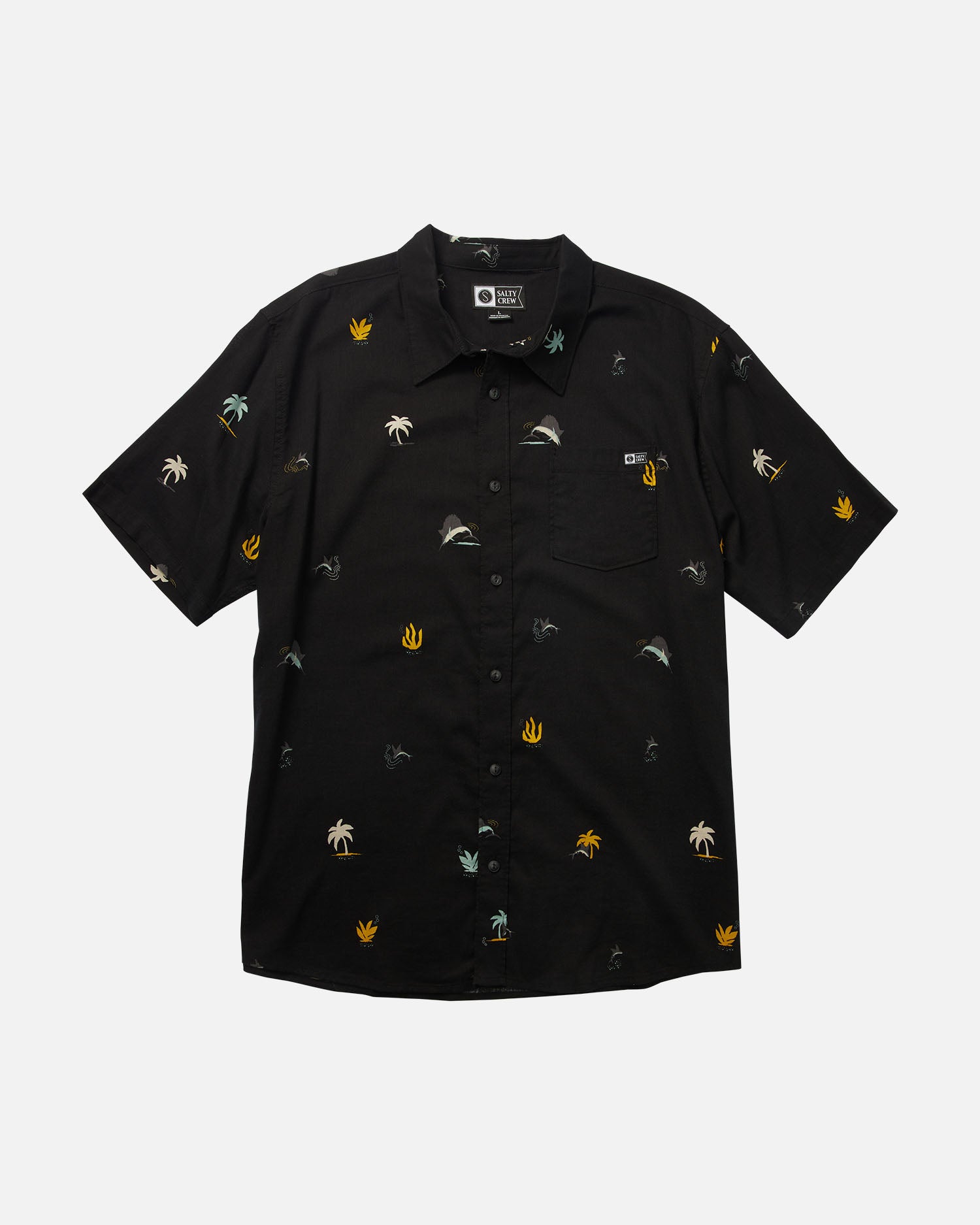 front view of Tropics Black S/S Woven