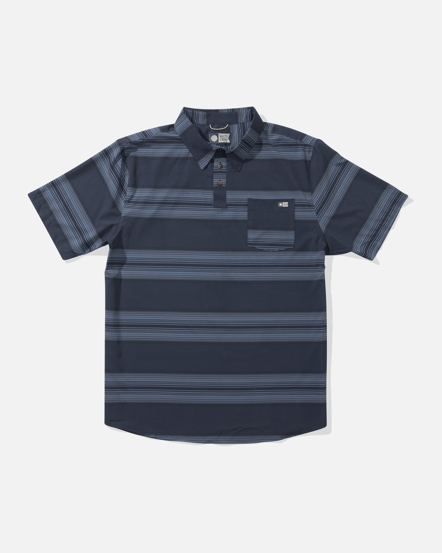 Front view of the Sundown Perforated Polo - Navy. 