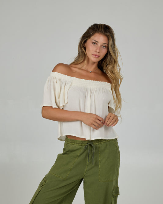 High Tide Short Sleeve Top - Off White