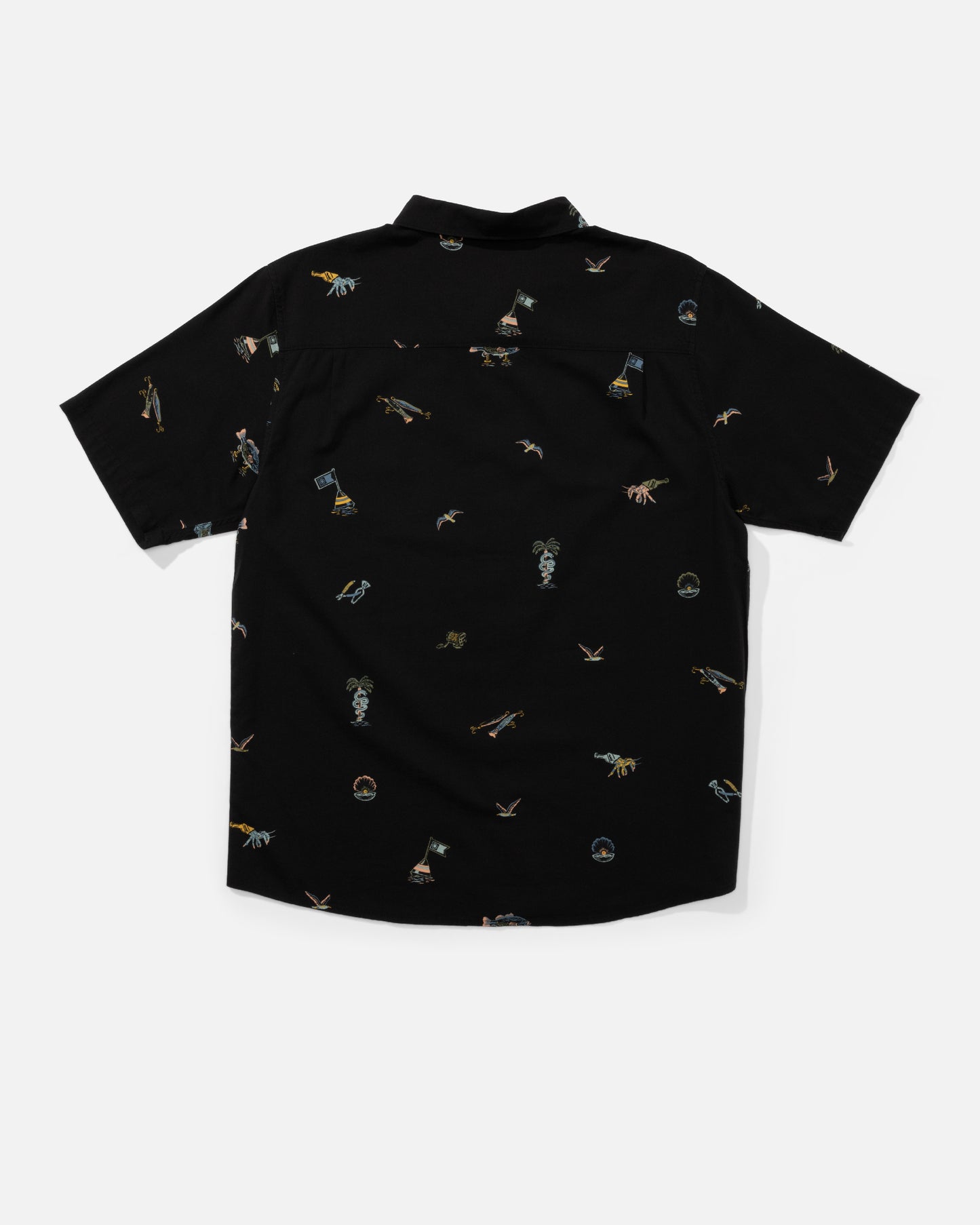 Back view of the Session Ss Button Up - Black. 