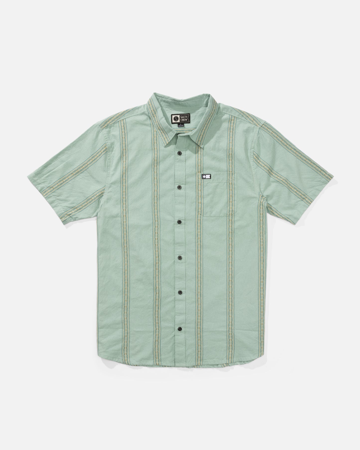 Front view of the Crew Ss Button Up - Marine. 