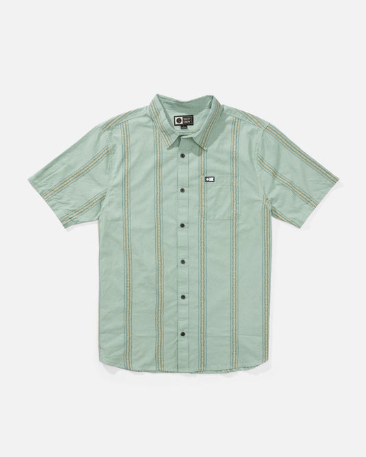 Front view of the Crew Ss Button Up - Marine. 