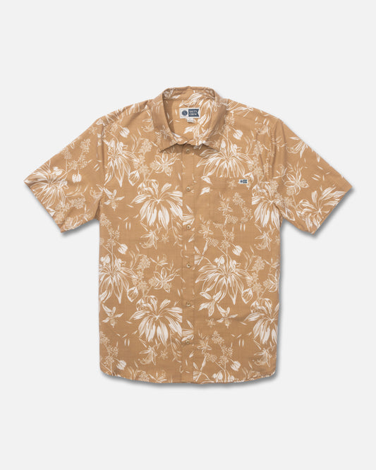 Front view of the Drifter UV Button Up - Bronze Brown. 