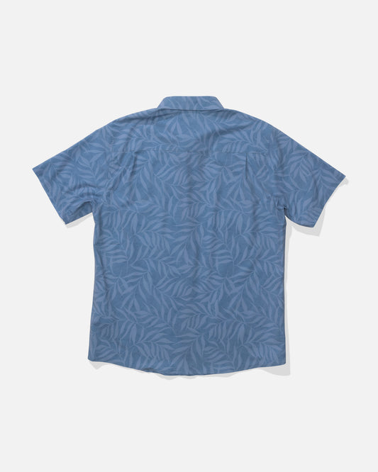 Back view of the Drifter UV Button Up - Captains Blue. 
