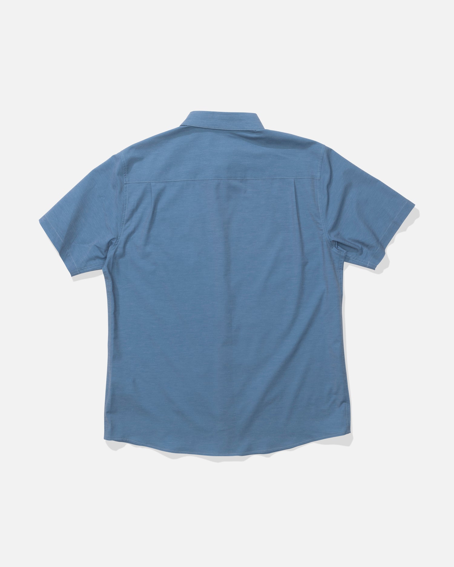 Back view of the Drifter UV Button Up - Mid Blue. 