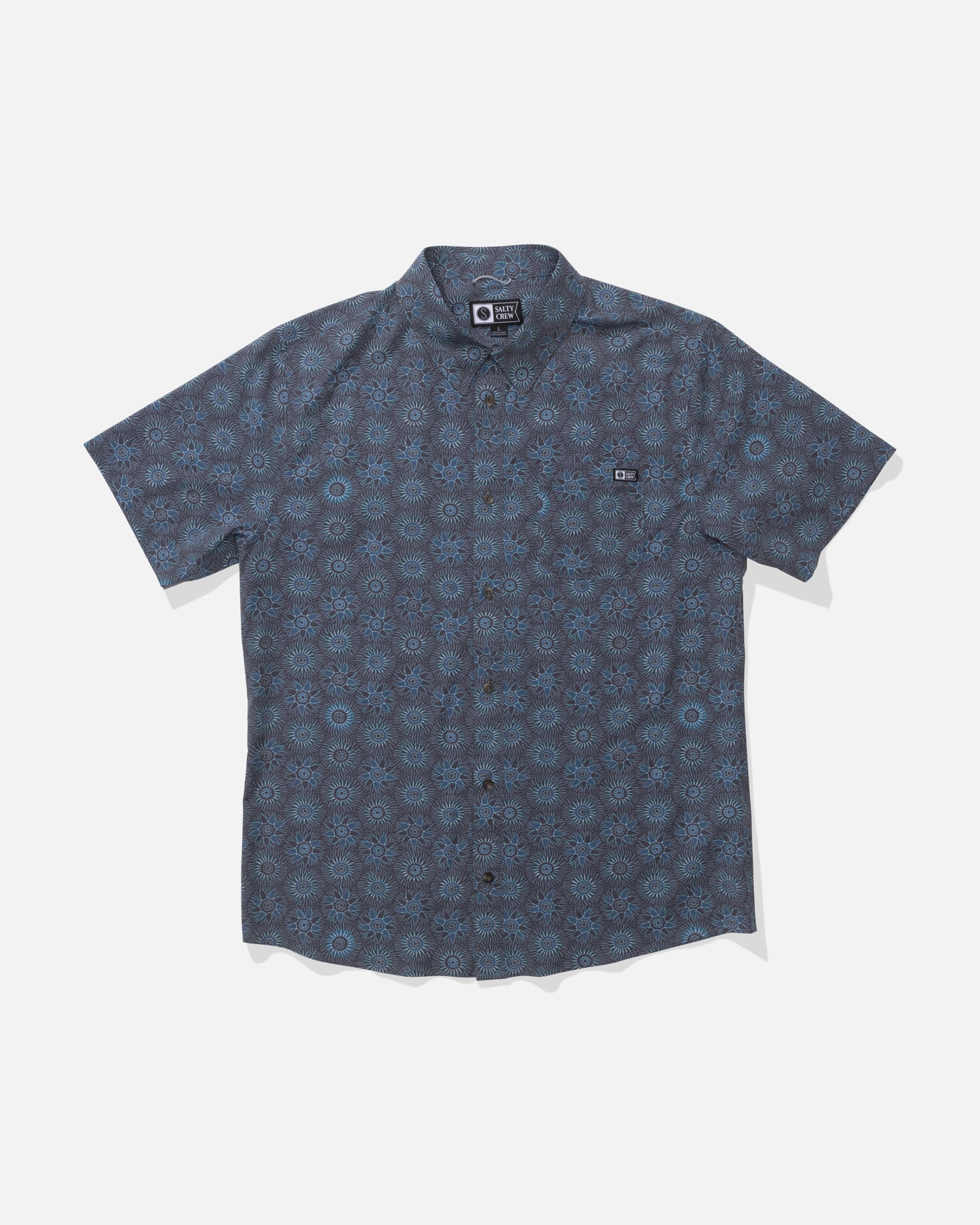 Front view of the Drifter UV Button Up - Monument. 