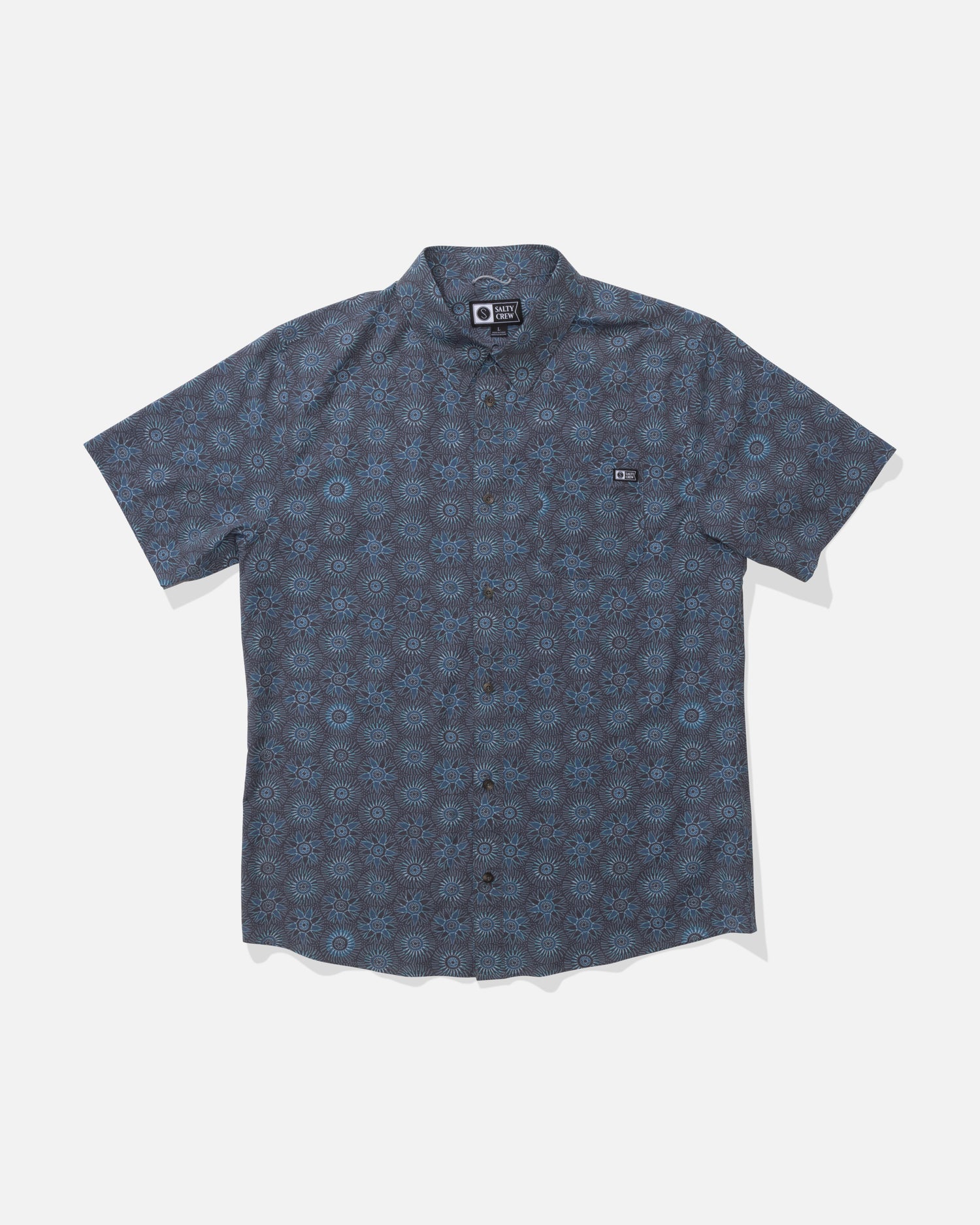Front view of the Drifter UV Button Up - Monument. 